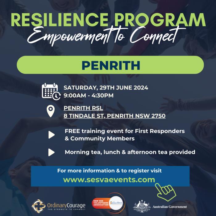 Registrations now open for our FREE Resilience Training event - Penrith